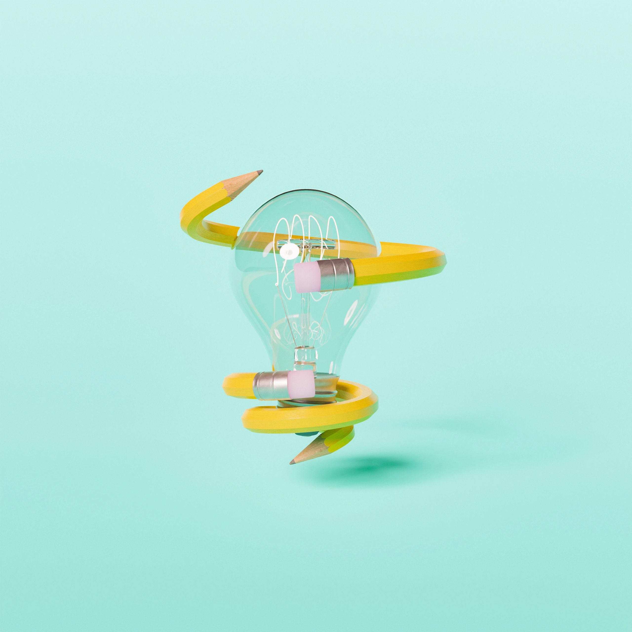 Light bulb with pencils